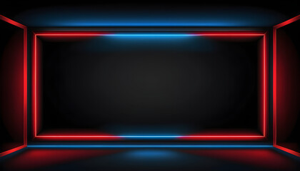 illustration Black Friday background illustration, solid black base with vibrant neon blue and red lights