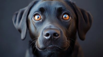 Portrait of a black Labrador dog exuding grace and loyalty in a close-up view