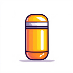 A vibrant, cartoon-style capsule in bright orange with a sleek design, centered on a simple white background.