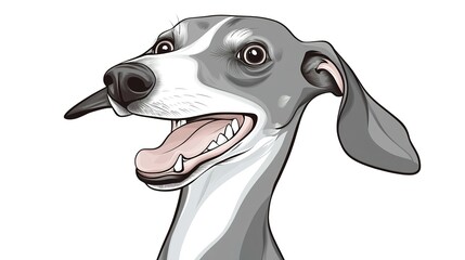 Obraz premium A cheerful Italian Greyhound dog head with half of its body visible, exuding a playful and joyful expression. The sleek, graceful breed is captured in a moment of happiness