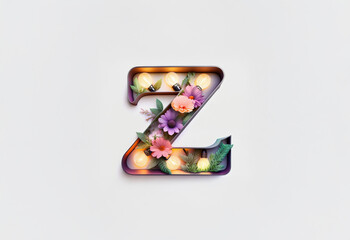 A stylized letter Z with a light bulb outline and flowers.