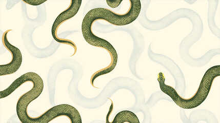 Abstract and Colorful Snake Illustration Design with Pattern japanese japan