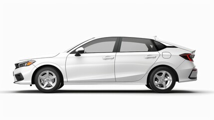 Fototapeta premium Passenger car isolated on a white background, with clipping path. Full Depth of field. Focus stacking, side view.