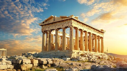 Obraz premium A unique fusion of Crete and Rome, blending the ancient Greek and Roman architectural styles into a seamless landscape. This combination creates a stunning contrast between Cretan ruins and Roman 