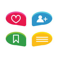 Bubble Chat Icon Love, Add, Save and Dialog Template