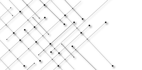 Technology abstract white digital background of connected dot with black line .many squares and rectangle shapes .Internet connection network high digital technology with connecting points and