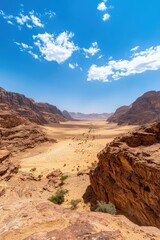 Fototapeta premium Expansive desert landscape with tall red dunes