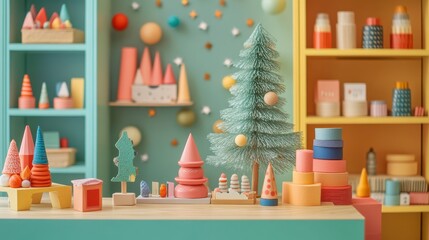 Colorful Holiday Decorations in Playful Studio Setting