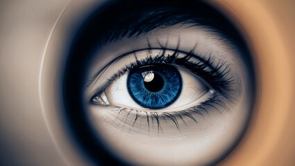 Fototapeta premium 美しい青い瞳のクローズアップが人々を魅了する神秘的な表情の細部をとらえたショット。生成AI