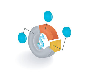 Asset management allocation concept illustration