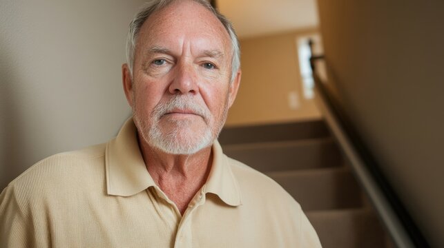 Content senior retiree at home reflecting on life's journey