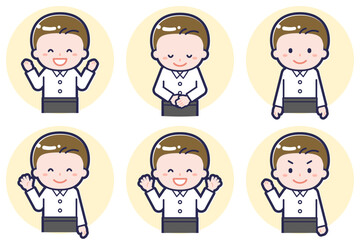 ウェイターのポーズセット_02