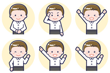 ウェイターのポーズセット_01