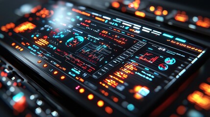 Fototapeta premium Futuristic AI Data Analysis on High-Fidelity Tablet