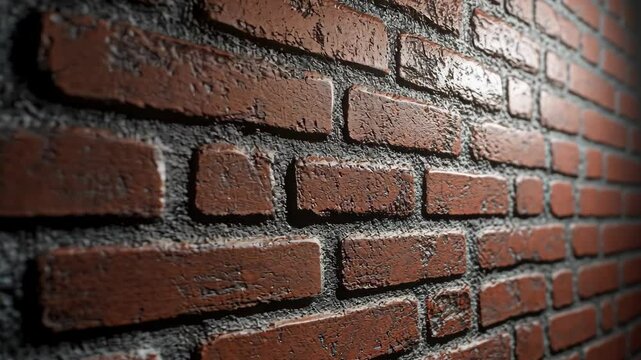 A close-up view of a brick wall, with the bricks arranged in a staggered pattern
