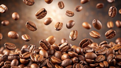 Floating coffee beans in the air falling isolated on background, coffee, beans, falling, air, floating,background, isolated