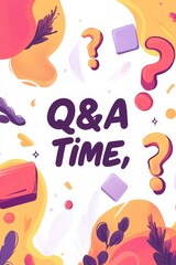 Colorful Question & Answer Time Graphic with Question Marks
