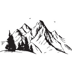 Mountains drawing Vector royalty 