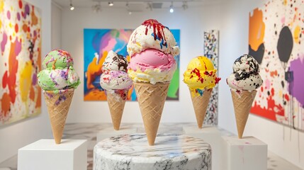 Ice Cream Cones in Art Gallery
