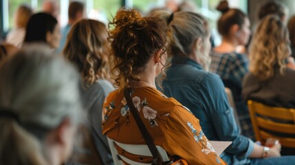Obraz premium A speaker giving a talk on the health benefits and importance of mindful drinking as attentive listeners take notes.