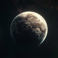 Obraz premium A close-up view of a planet with a rough surface, floating in the darkness of space