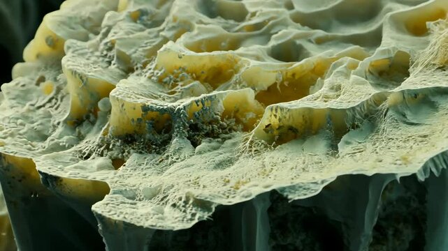 This is a close-up of the surface of a bone, captured with a scanning electron microscope