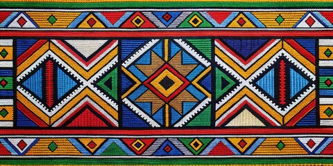 Colorful Ndebele art patterns on South African textile, South Africa, Ndebele, art, pattern, colorful, vibrant