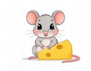 cartoon mouse with cheese slice.