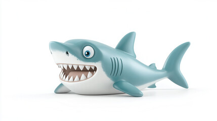 Fototapeta premium Playful cartoon shark with big smile and sharp teeth, showcasing fun design. This whimsical character is perfect for children themes and playful illustrations