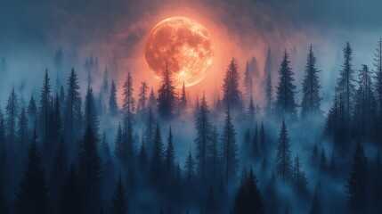 Blood Moon Over the Forest