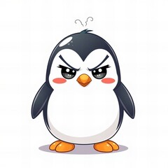 cartoon penguin with a sad face and eyes.