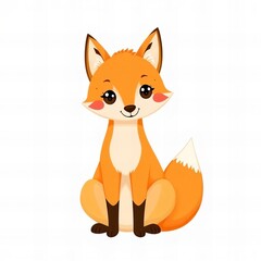 cartoon fox sitting on the ground with eyes wide open.