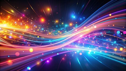 Fototapeta premium Dynamic light flow with blurred neon light effect abstract background, beautiful, wave, technology, light, flow, blurred