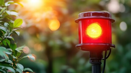 Bright Warning Light Shining in Nature