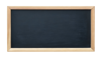 blank black chalkboard with wooden frame isolated on transparent background
