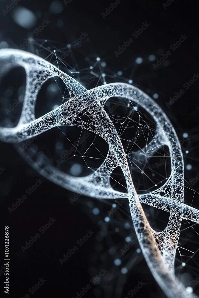 Poster spider web with dna strands intertwined, isolated for genetic complexity