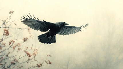 Fototapeta premium Raven in Flight