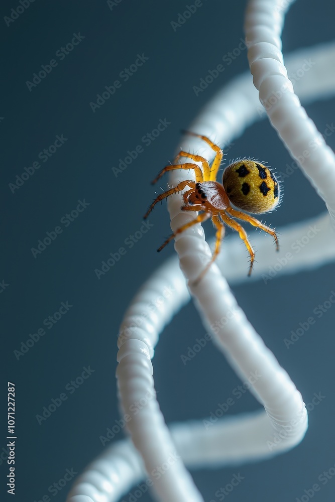Poster spider with dna helix pattern, isolated to highlight intricate genetics