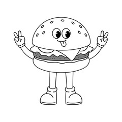 Funny hamburger cartoon design