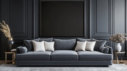Elegant Grey Sofa in Modern Living Room Setting