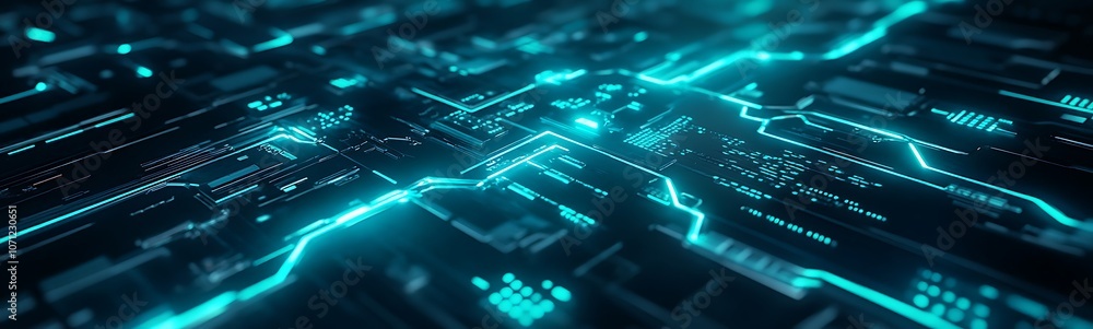 Aufkleber a futuristic digital landscape with glowing circuits and connections, symbolizing advanced technolog