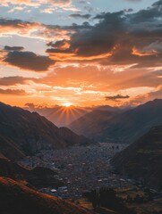 Scenic Sunset View from a Mountain