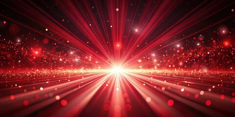 Obraz premium Red light beams and particles abstract background, red, light, beams, particles, abstract, background, motion, energy