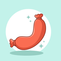 Illustration Graphic of Sausage. Fast food vector design with Sausage Isolated. Food Cartoon. Illustration Fast Food for poster, menus, brochure, web and icon Fast Food.