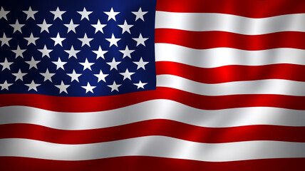 Fototapeta premium American flag waving proudly in the wind during a sunny day at a public park