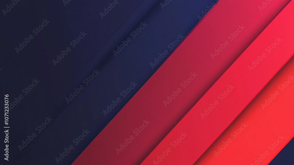 Poster modern abstract design with layered red and blue diagonal stripes on a dark backdrop