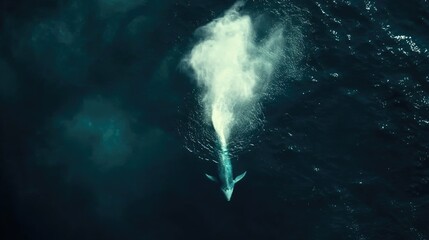 Majestic Whale Surfaces in Deep Ocean Waters