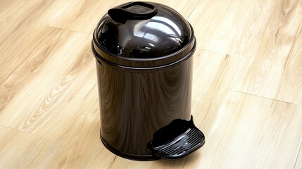 Stylish Black Trash Bin with Foot Pedal