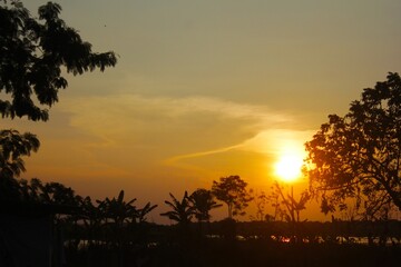 the twilight sky is a very beautiful reddish yellow