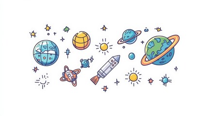 Cartoon Space and Astronomy Vector Illustration